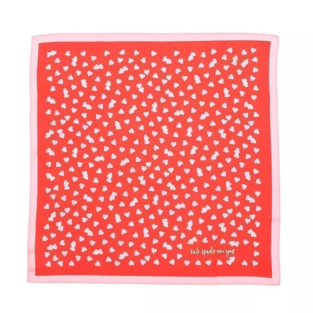 KATE SPADE ♠️ Fluttering Red Heart Links Silk Bandana NWT